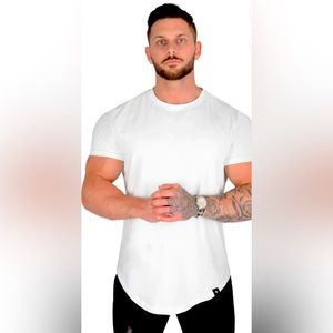 youngla the perfect tee scallop bottom t shirt tee mens medium white gym